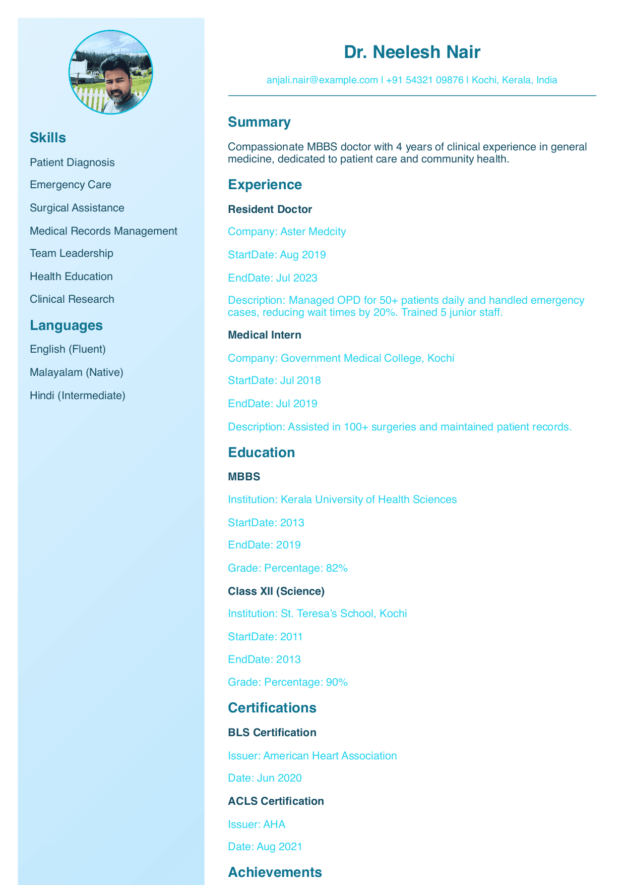 Healthcare Professional (Left Sidebar)