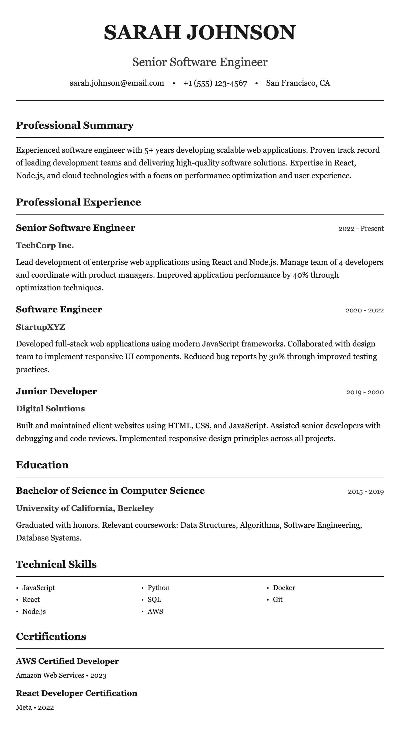 Modern Executive résumé template